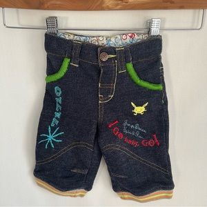Oilily ~new~Knit Indigo Denim Pants with Embroidery in size 68